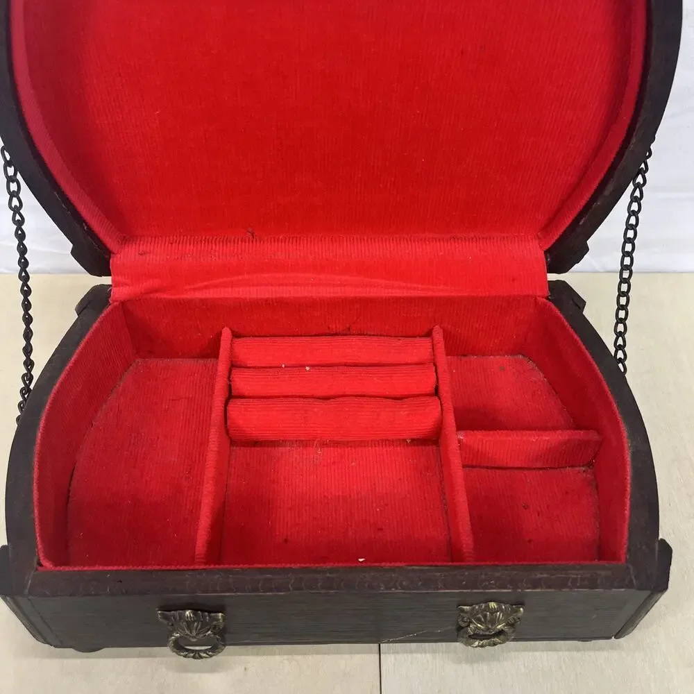 Vintage S. Sper Bijou Valet Jewelry Box Wooden Red Interior